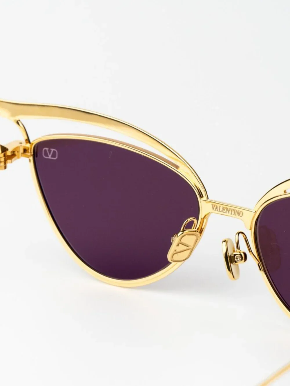 Valentino Women Sunglasses Titanium Gold Bordeaux Cat Eye V - GLASSLINER VLS-118